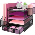 Desk Organizers And Accessories With File Holder  5-tier Paper Letter Black