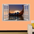 Moon Calm Sea Viking Boat Wall Stickers 3d Art Decal Mural Room Office Decor Vy2