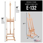 Wooden Beechwood Adjustable H-frame Studio Easel  Artist Storage Tray 48  Canvas