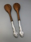 Baronial By Gorham Sterling Silver 2 Piece Salad Set  Wooden Ends  Gently Used