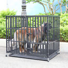Rolling Heavy Duty Dog Cage Folding Metal Crate Kennel Two Prevent Escape Lock 