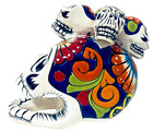 Talavera Mexican Day Of The Dead Sugar Multi-skull 8  Pottery Muertos Folk Art