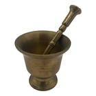 Antique Vintage Heavy Solid Brass Mortar   Pestle Pharmacy Apothecary From Italy