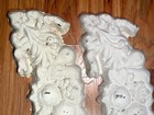 Great Pair Of 2 Vintage Plaster Fruit   Floral Relief White Wall Plaques 18x6 