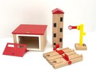 Lot 26 Vintage Brio Wood Railway Pieces Firetruck Station Goods Train Misc Track