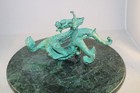 Mid-century Asian-inspired Brass Dragon Statue Heavy Patina Collector   s Piece