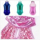 Girl Sequins Ballet Dance Halter Neck Gymnastics Leotard Unitard Cheer Dancewear