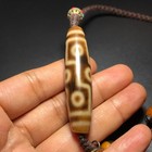 Vintage Tibetan Old Agate Dzi Bead 9 Eyes Amulet Necklace Pendant 54  13mm