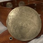 Chicos Moroccan Wide Leather Belt Conchos Big Ornate Buckle Cognac Silver Sz L