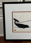 Henry Napartuk Signed Silkscreen On Board Eskimo And Beluga Whale Framed