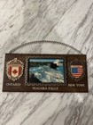 Vintage Souvenir Niagara Falls Wood Wall Hanging Usa Canada Medallions 6 5 X 13   