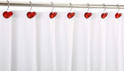Red Heart Shower Curtain Hooks Rings  12-pcs Bling Crystal Rhinestone Set For Ba
