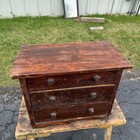 Antique 19th C  Wood Miniature 3-drawer Chest Americana Aafa Victorian