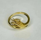 0 50 Ct Round Cut Real Moissanite Unique Hand Ring 14k Yellow Gold Plated
