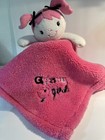 Lovey Security Baby Blanket 15  Pink Glam Girl W black Bows Plush   Fleece 