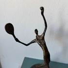 Pair Of Vintage Modernist Bronze Tennis Player Sculptures     Giacometti