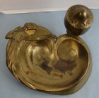 Vintage Art Nouveau Woman With Celloid Face Inkwell Stand Tray