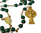 Irish Catholic Rosary With Emerald Green Resin Beads And Celtic Crucifix  Erin