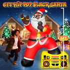 6ft Christmas Inflatables Black Santa Rapper 2025 New Led Outdoor Decoration