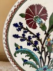 Vintage Turkish Kutahya Hand Painted Decorative Plate Jute Hanger 12 Inch Marked