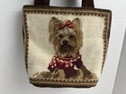 Handbag With Handmade Needlepoint Yorkshire Terrier Dog In Red Sweater Cute Fun