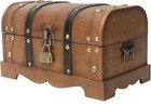 Vintage Wooden Treasure Chest Decorative Box With Lock - 12 2  X 7 1  X 7 1     