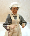 Dollhouse Miniature Lady Doll With Apron Wonderful Face