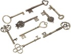 9pcs Big Large Antique Vtg Old Brass Skeleton Keys Lot Cabinet Barrel Lock