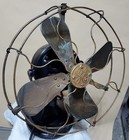 Vintage General Electric 12  Brass Blade 3 Speed Desk Fan   509803 Works 