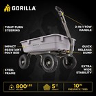 Gorilla Carts 800 Pound Capacity Heavy Duty Poly Yard Dump Utility Cart  Gray