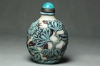 Chinese Old Beijing Glass Flowers Birds Double-sided Engrav Snuff Bottles