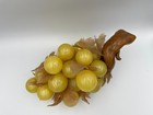Vintage Lucite Acrylic Grapes Cluster Opaque Yellow On Driftwood 12 