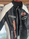 Harley-davidson Black White Genuine Leather Jacket Bar   Shield Motorcycle