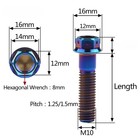 M10 X1 25mm 1 5mm Titanium Bolt Hex Flange Screw 20 25 30 35 40 50 55 70 80 90mm