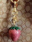 Nwt Coach Strawberry Glitter Keychain Key Ring Fob Bag Purse Charm F68418 Htf