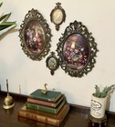 Vintage Made In Italy Ornate Cast Metal Floral Wall Plaques Set Of 4 Cottagecore