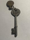 Vintage Brass Hotel Motel Room Key Fob   Skeleton Key  a324