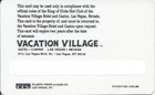 Vacation Village Casino - Las Vegas  Nv - 1st Issue Slot Card  Blank W no Holes