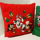 Vintage Warner Bros Looney Tunes Daffy Sylvester Christmas Pillow Set Bugs Taz