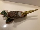 Vintage Wood Carved Pheasant Statue Figurine Signed Lucille Morris 1991