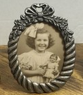 Vintage Mini Picture Frames Lot Of 3 Metal Ornate Art Deco Style 3x2 Photo Size