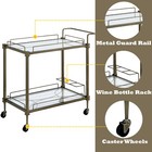Vintage Brass 2-tier Rolling Bar Cart W  Mirror   Glass Shelves