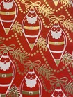 Vtg Christmas Wrapping Paper Gift Wrap Santa Ornaments Red White Gold