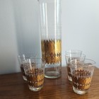 Vintage Set Of  Cocktail Pitcher And 5 Double Shot Glasses Pasinski Mcm 22k Gold
