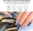 Semi Cured Gel Nail Strips   28 Pcs Gel Nails Strips Work With Any Uv Lamps  Lon
