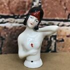 Antique 1920s German Porcelain Art Deco Pin Cushion Flapper Half Doll Figurine