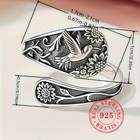 S925 Sterling Silver Vintage Floral And Bird Pattern Ring