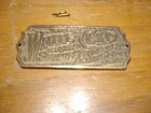 New-old Stock Embossed Cast Brass Ice Box Nameplate  white Clad   4292