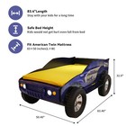 Boy Blue Race Car Bed Frame Twin Size Platform Plastic Kids Bedroom Furniture