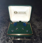 Crystal Cruises Cufflinks In Signature Case   In Dark Blue Glitter